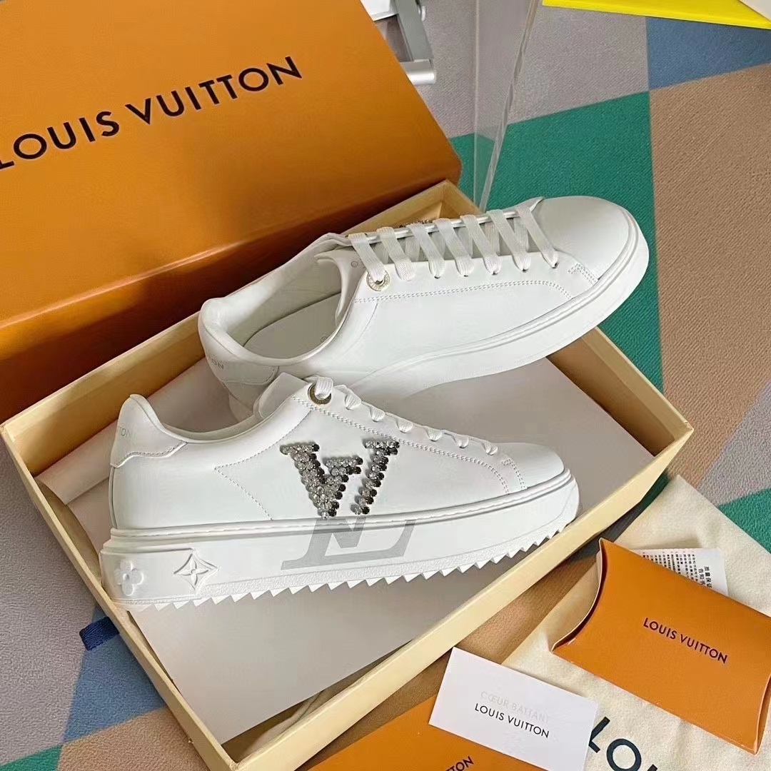 Louis Vuitton LV Women Time Out Sneaker Silver Calf Leather Strass - LULUX