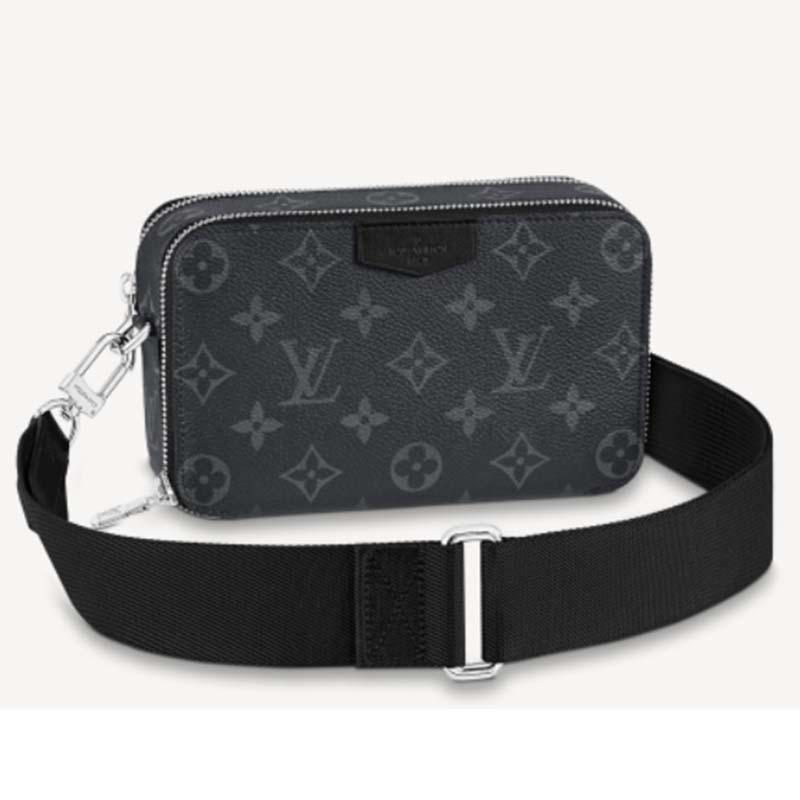 Alpha wearable wallet cloth travel bag Louis Vuitton Black in Cloth -  29260811