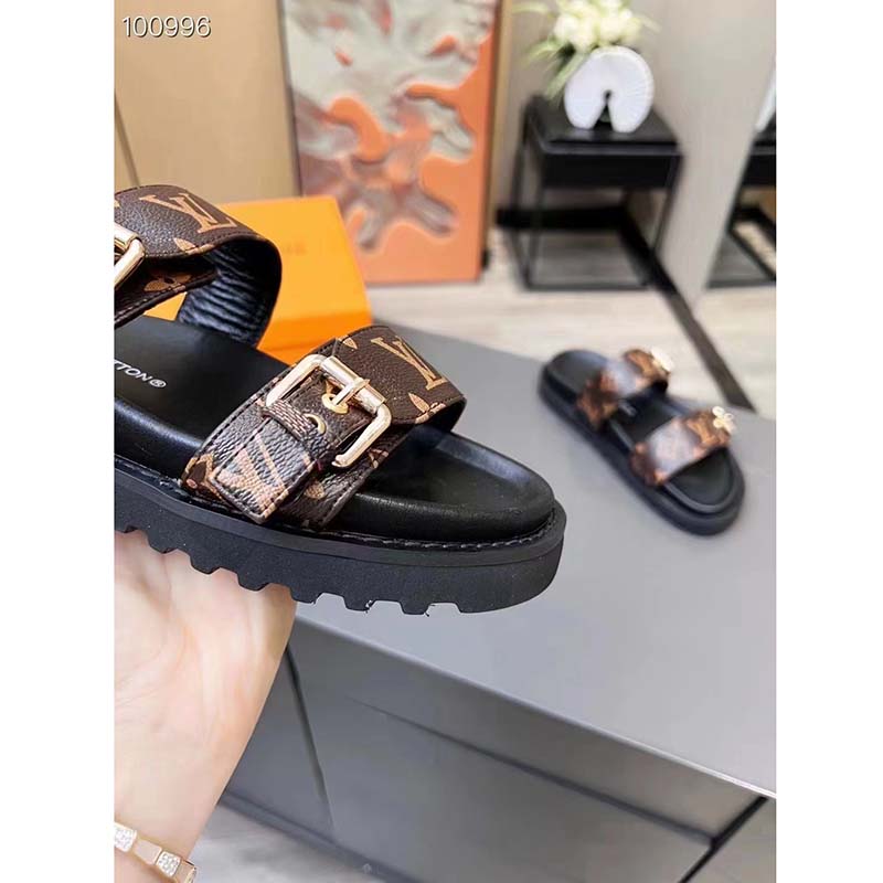 Bom dia leather mules Louis Vuitton Brown size 36 EU in Leather - 25648183