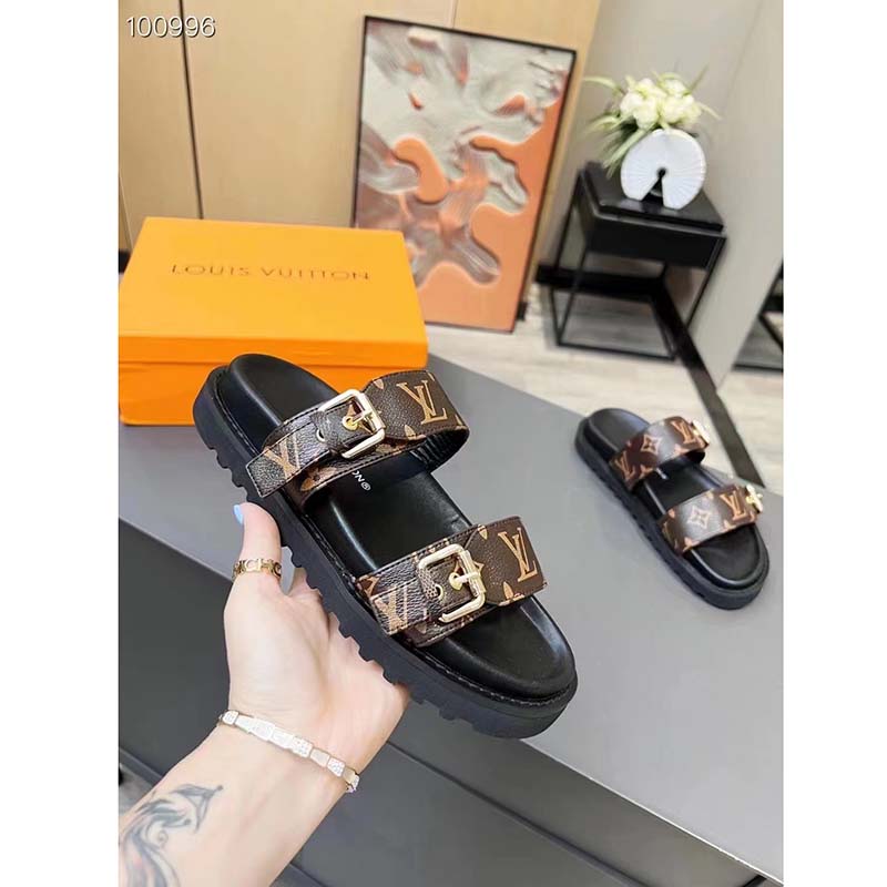 Bom dia leather sandal Louis Vuitton Brown size 40 EU in Leather - 35203177
