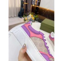 Gucci Unisex GG Sneaker Pink Purple Beige Supreme Canvas Grey Perforated Leather (2)