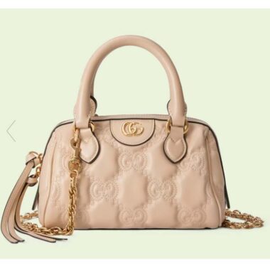 Gucci Women Matelassé Leather Top Handle Bag Beige GG Matelassé Leather Double G