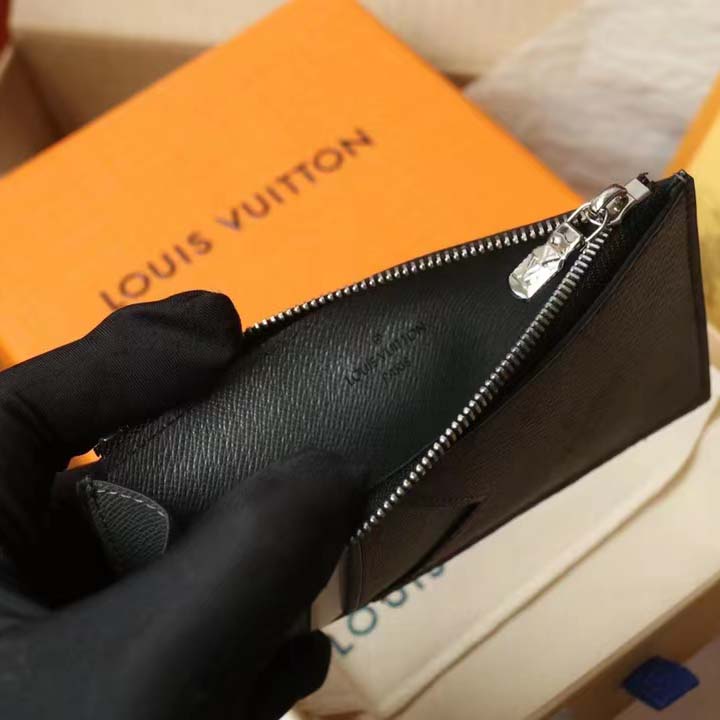Louis Vuitton TAIGA Unisex Street Style Plain Leather Logo Card Holders