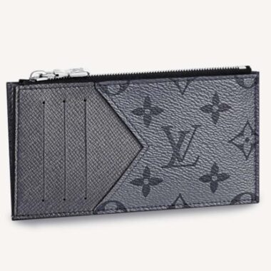 Louis Vuitton LV Unisex Coin Card Holder Taigarama Taiga Leather Monogram Canvas