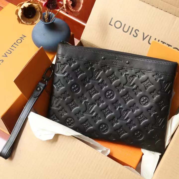 Louis Vuitton Discovery Pochette Monogram Shadow PM Black in Calf Leather  with Black - GB