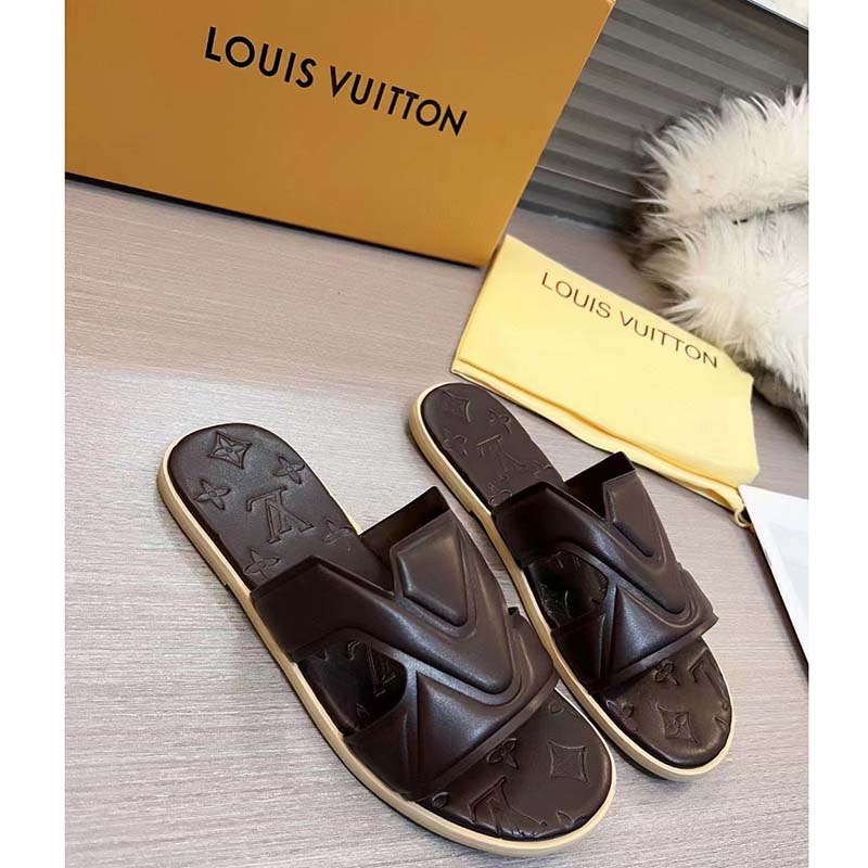 Louis Vuitton LV × YK LV Oasis Line Mules Men's Size 6 Black/Yellow 1ABD6N Calf Leather