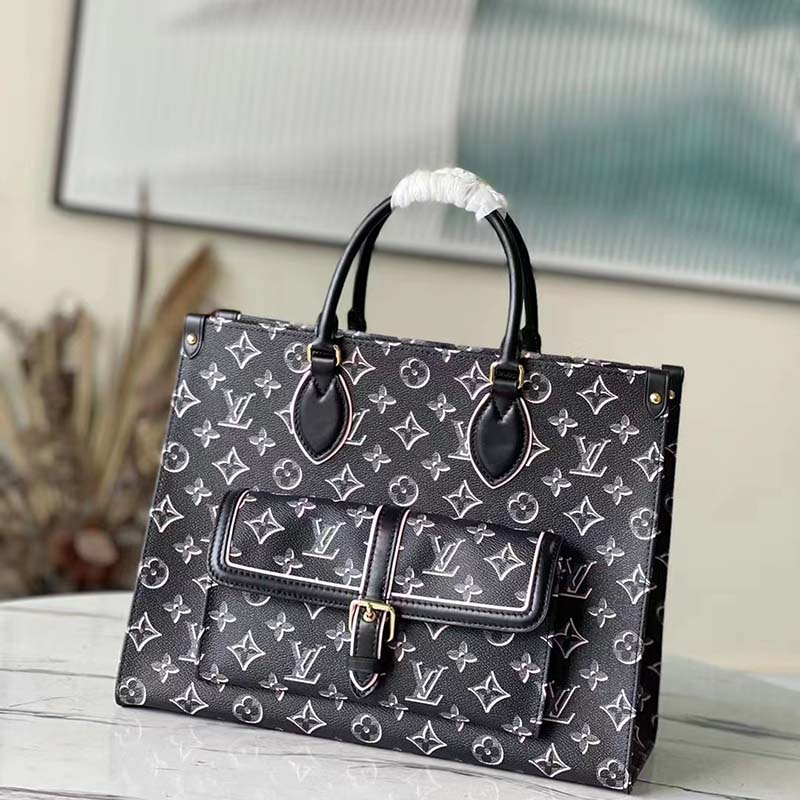 Louis Vuitton Onthego MM Monogram Canvas Black in Coated Canvas with  Gold-tone - US
