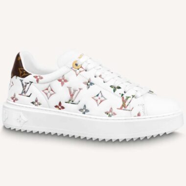 Louis Vuitton LV Unisex Time Out Sneaker White Monogram Embossed Lambskin