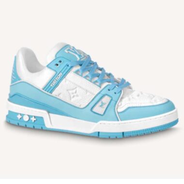 Louis Vuitton LV Unisex Trainer Sneaker Blue Mix Materials Initials Monogram Flowers