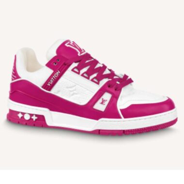 Louis Vuitton LV Unisex Trainer Sneaker Fuchsia Mix Materials Initials Monogram Flowers