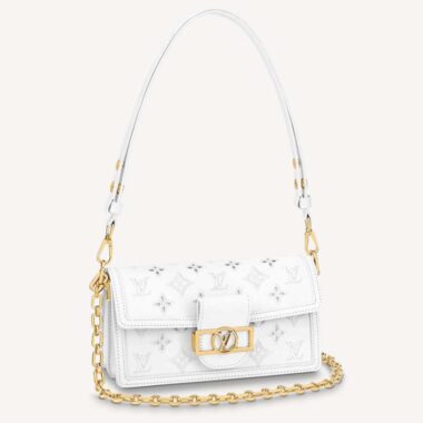 Louis Vuitton LV Women Dauphine East West Handbag White Calfskin Leather