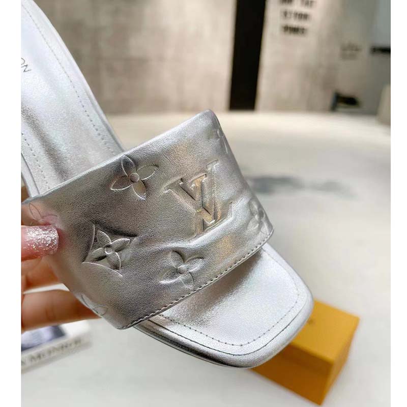 Louis Vuitton® LV X Yk Metal Studs Metallized Leather Dress SiLVer