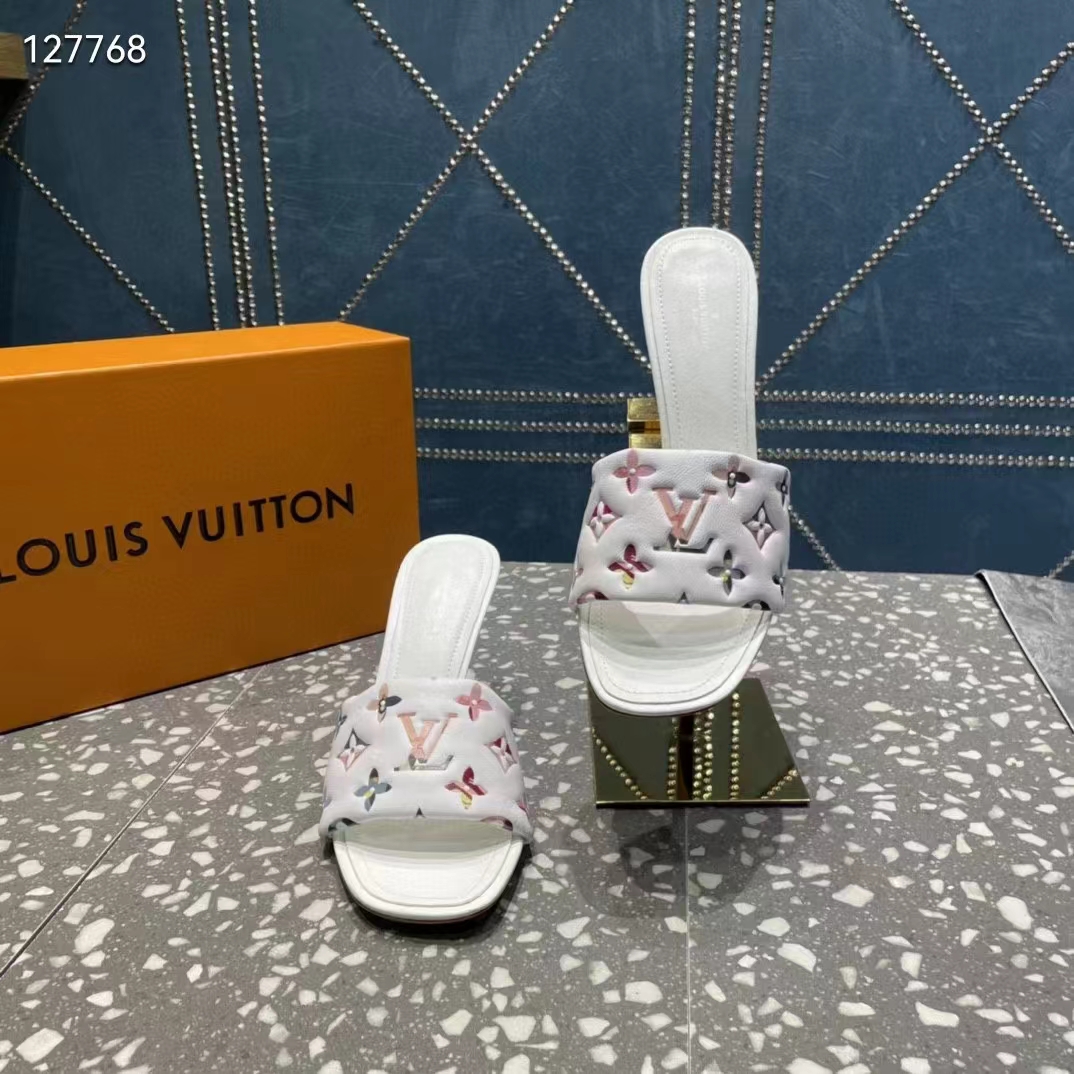 Louis Vuitton White Monogram Embossed Lambskin Revival Flat Mule, myGemma