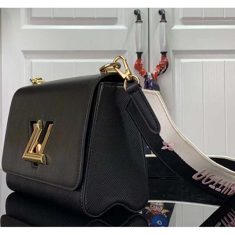 Louis Vuitton Twist MM Bag With Scrunchie Handle And Black Cowhide