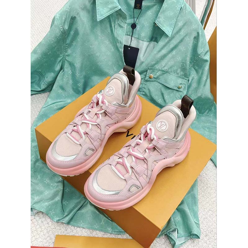 Louis Vuitton Khaki And Pink Archlight Trainers Size 38 – EVEYSPRELOVED