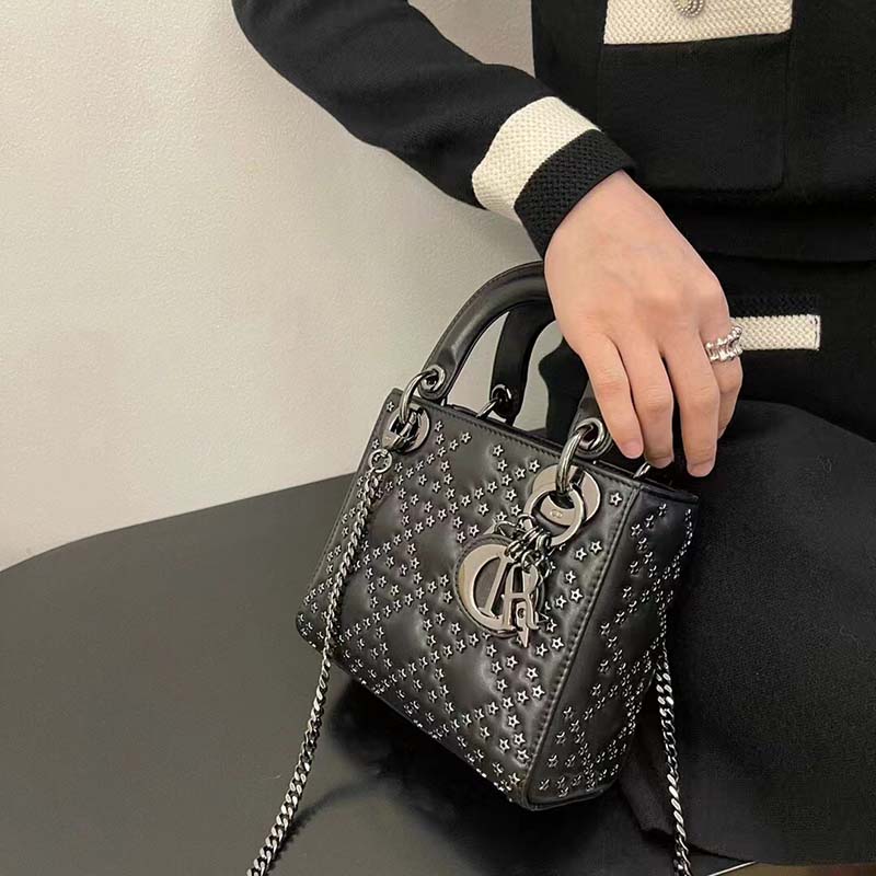 Dior - Lady Dior Milly Mini Bag Black Cannage Lambskin - Women