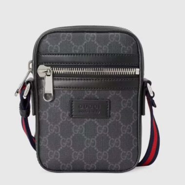 Gucci GG Black Messenger Black Grey GG Supreme Canvas Blue Red Web