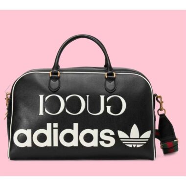 Gucci Unisex Adidas x Gucci Large Duffle Bag Black Leather Interlocking G