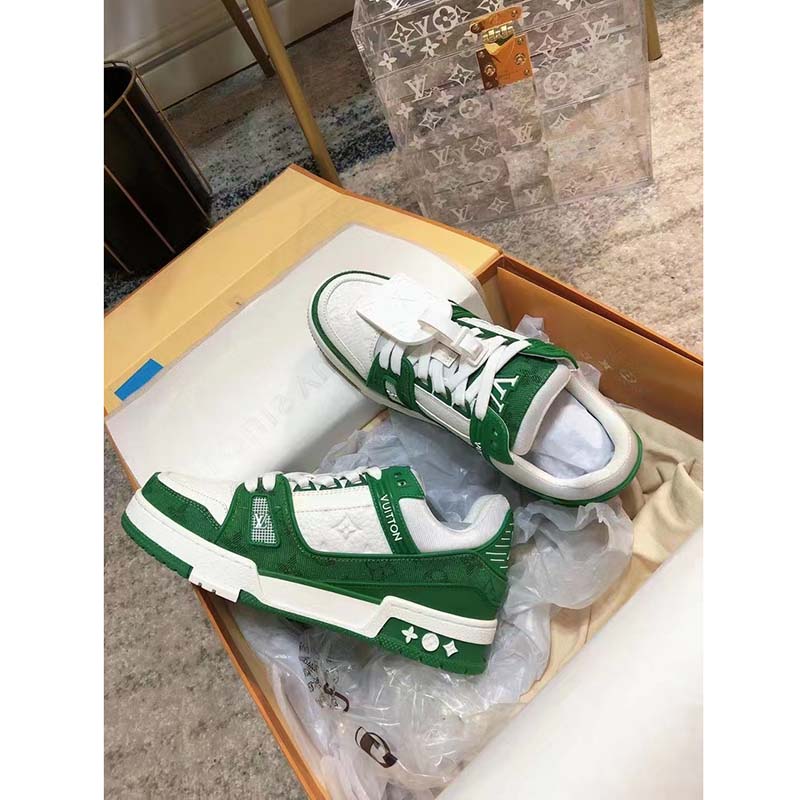 Louis Vuitton LV Trainers Damier Grained Calf Leather Green Low Top Sneakers  - Sneak in Peace