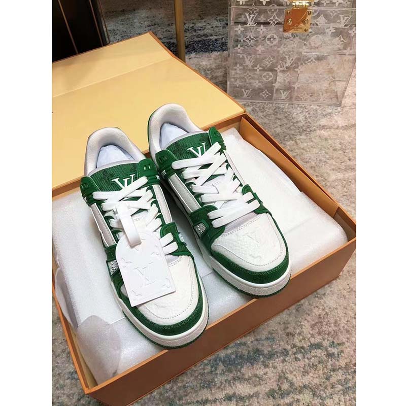 Louis Vuitton Leather Printed Sneakers - Green Sneakers, Shoes - LOU755423