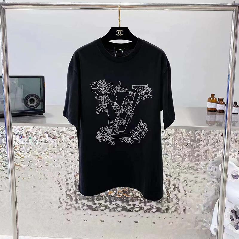 Louis Vuitton 1ABYKP Bead-Embroidered Cotton T-Shirt , Black, 4L