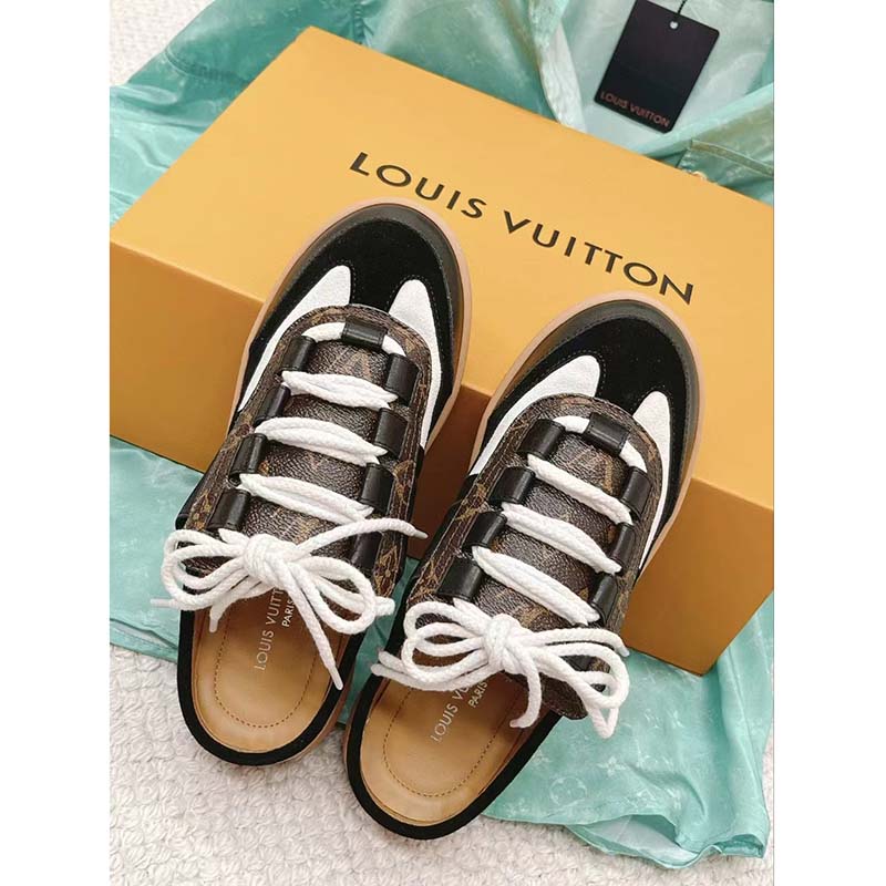 Louis Vuitton Women LV Lous Open-Back Sneaker Black Suede Calf