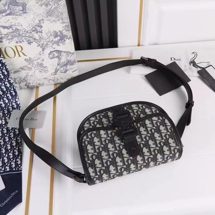 Mini Gallop Sling Bag Beige and Black Dior Oblique Jacquard and Black  Grained Calfskin