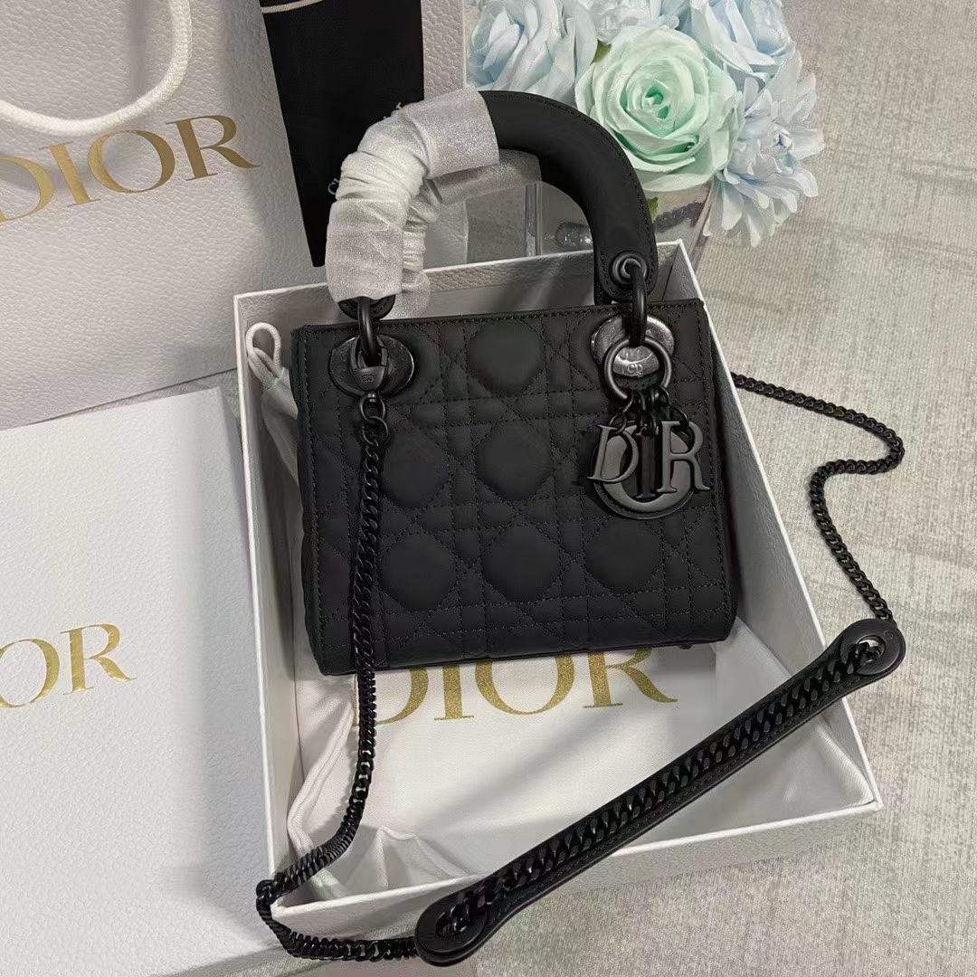 Mini Lady Dior Bag Black Ultramatte Cannage Calfskin