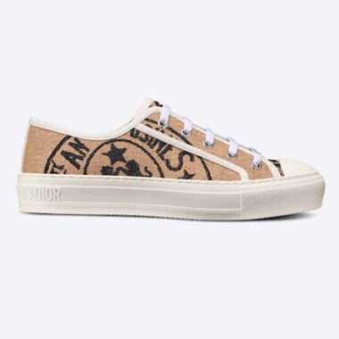 Dior Women Walk'n'Dior Sneaker Beige Jute Canvas Embroidered Union Motif