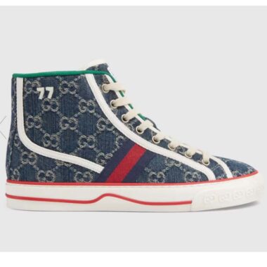 Gucci Unisex Gucci Tennis 1977 Sneaker Navy Rubber Sole Flat 2 Cm Heel