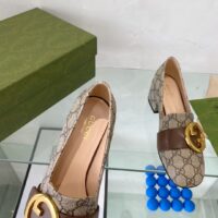 Gucci Women Blondie Pump Beige Ebony GG Supreme Canvas Round Interlocking G (10)