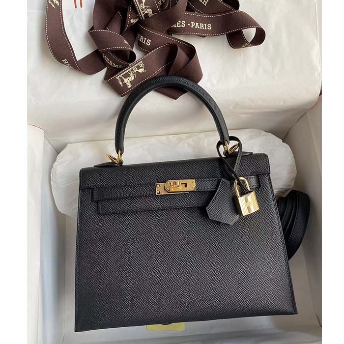 Hermès Black/Mousse Kelly Sellier 32 W/ PHW Exotic leather ref.1035508 -  Joli Closet