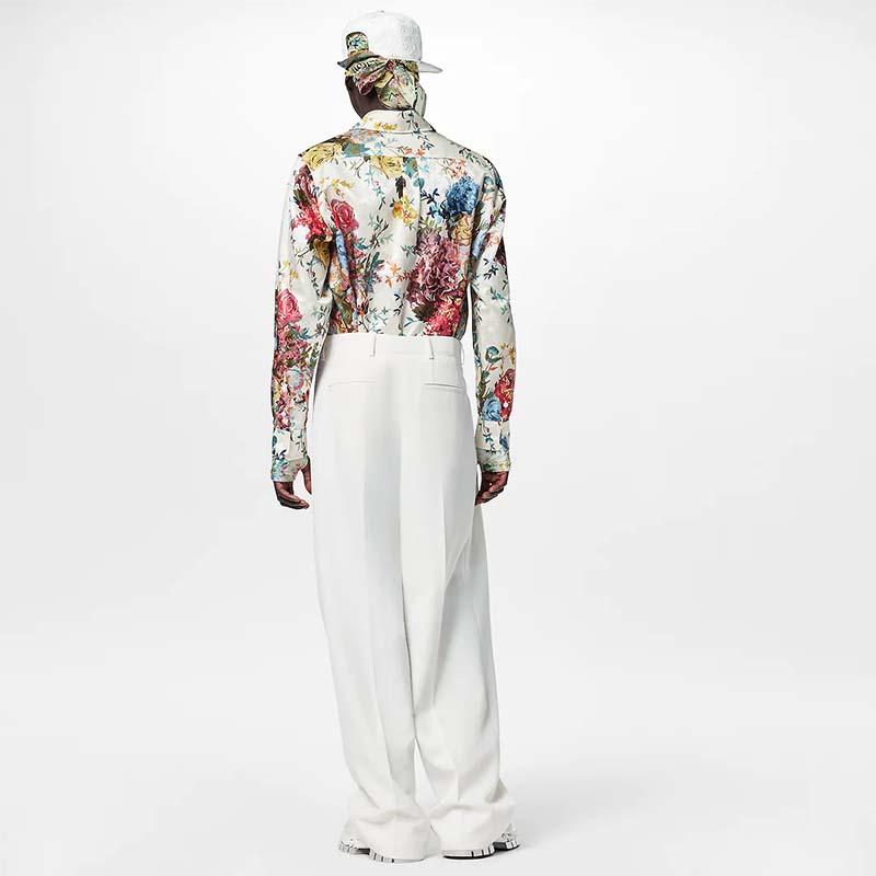Louis Vuitton Painted Flower Dress Shirt in White Silk ref.957786