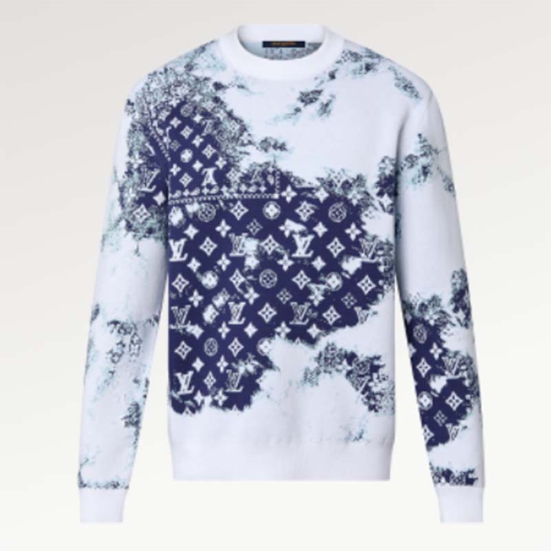 Buy Louis Vuitton Sweatshirt Watercolor Blue Logo Embroidered Loose Round  Neck Sweatshirt Long Sleeve Casual Top Men's and Women's All-match Pullover  XS-L ｜Women's sweatshirt-Fordeal
