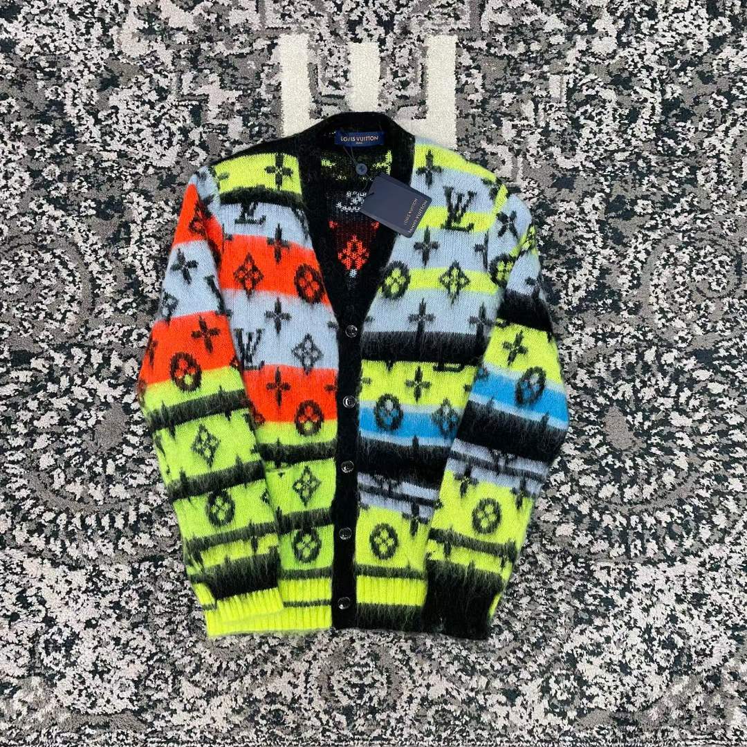 LV x YK Monogram Faces Knitted Cardigan - Ready-to-Wear 1AB75U
