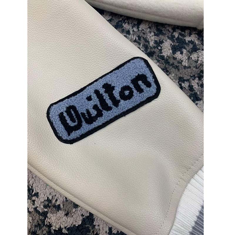 Louis Vuitton LV Women Multi-Patches Mixed Leather Varsity Blouson LWG Calf  White - LULUX