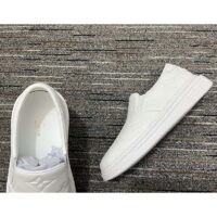 Louis Vuitton LV Unisex Beverly Hills Slip-On Sneaker White Monogram Embossed Calf Leather (6)