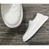 Louis Vuitton LV Unisex Beverly Hills Slip-On Sneaker White Monogram Embossed Calf Leather (6)