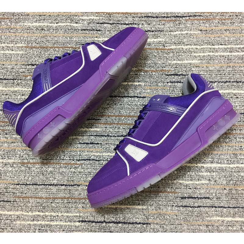 Lv trainer patent leather low trainers Louis Vuitton Purple size 7 UK in  Patent leather - 34589541