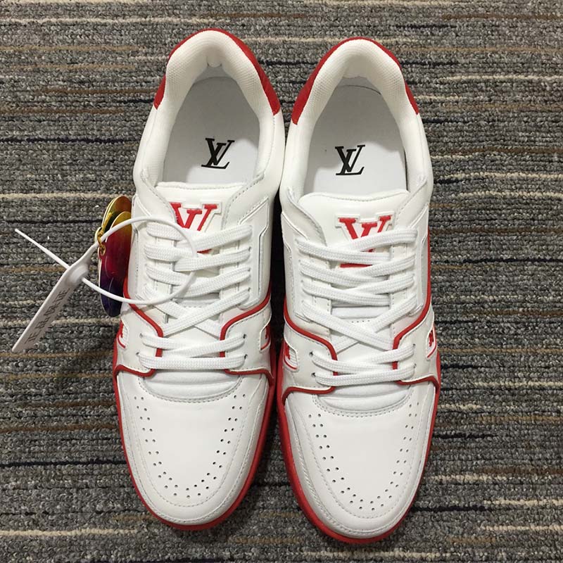 Tuesday Twisters ✓ - Louis Vuitton LV Trainer Low Red White Pre-Owned