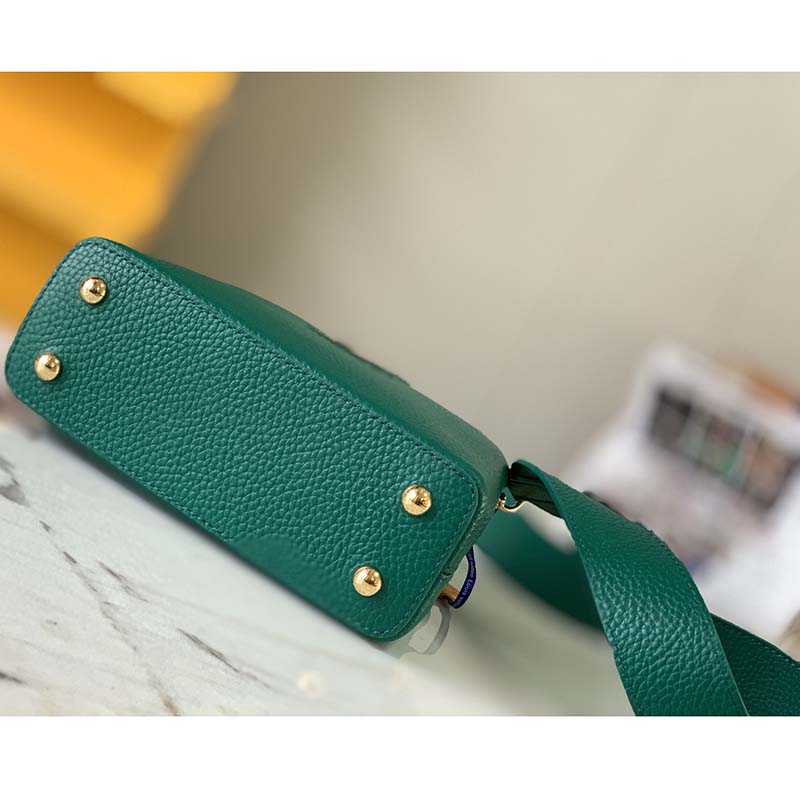 Louis Vuitton Emeraude Green Leather and Python Skin Capucines Mini Bag