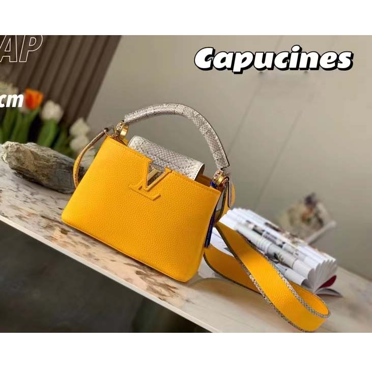 Capucines leather handbag Louis Vuitton Yellow in Leather - 33252863