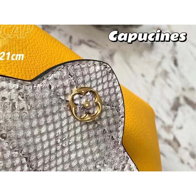 LOUIS VUITTON CAPUCINES MINI PYTHON BANDOULIERE HANDBAG81410 HANDBAG Yellow  Leather ref.999789 - Joli Closet