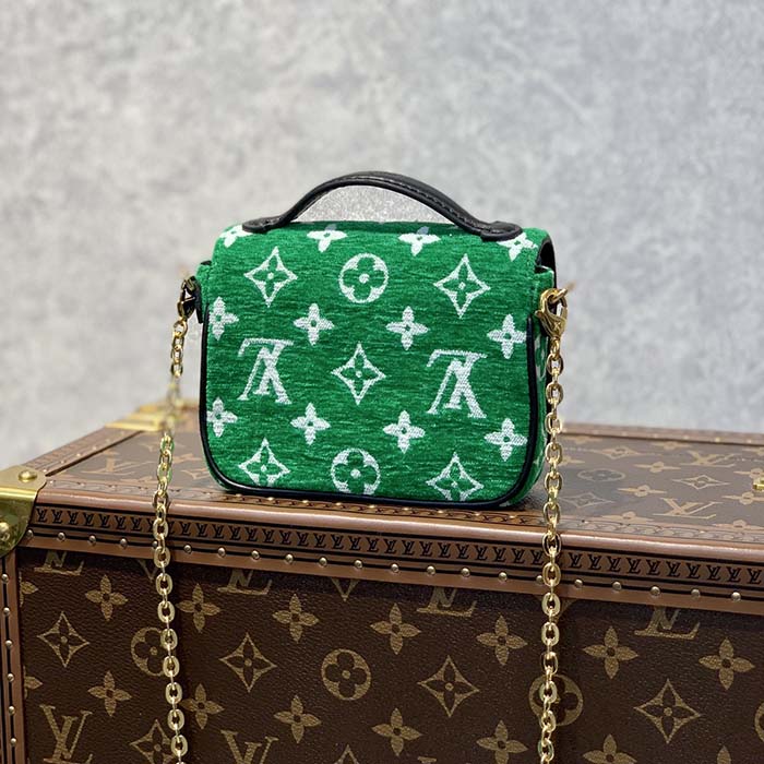 Louis Vuitton Papillon Handbag LV Match Monogram Jacquard Velvet Green