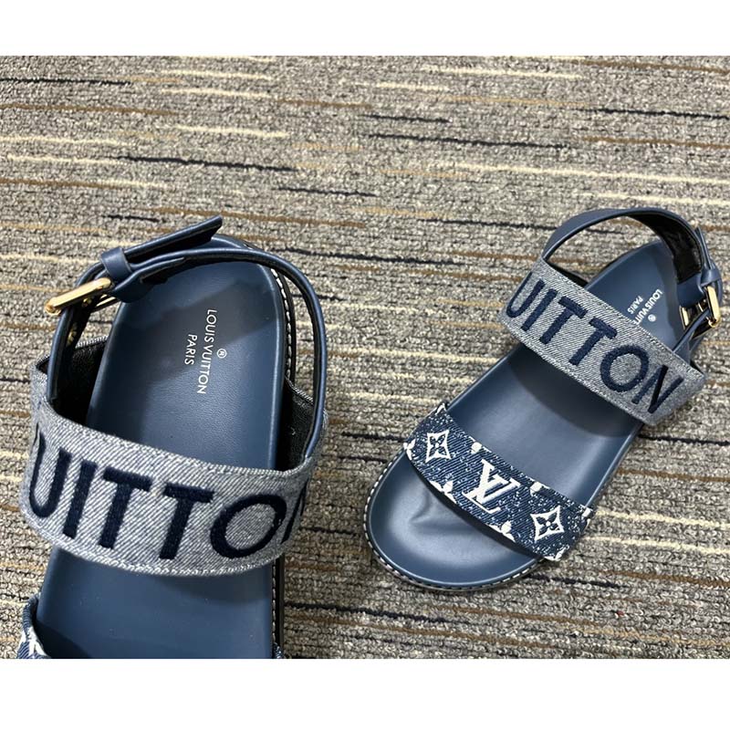 Louis Vuitton Calfskin Monogram Canvas Passenger Sandals - Size 7 / 37 –  LuxeDH