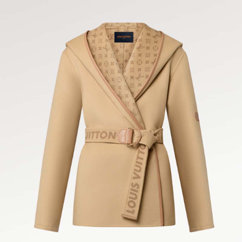 Louis Vuitton Signature Double Face Long Wrap Coat Beige. Size 42