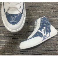 Louis Vuitton Unisex Charlie Sneaker Boot Blue Upcycled Monogram Denim Recycled Polyester (8)