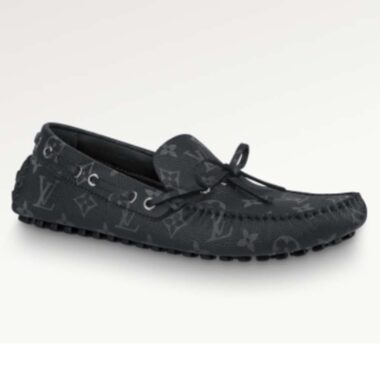 Louis Vuitton Unisex LV Arizona Moccasin Gray Black Monogram Eclipse Canvas