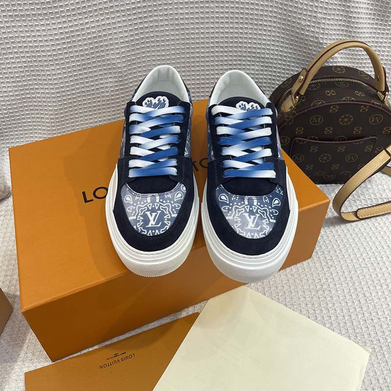 Louis Vuitton LV Unisex LV Ollie Sneaker Blue Watercolor Monogram Canvas  Suede Calf Leather - LULUX