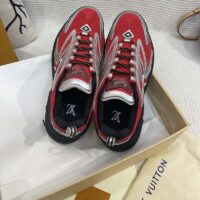 Louis Vuitton Unisex LV Runner Tatic Sneaker Red Mix Materials Rubber Monogram Flowers (2)